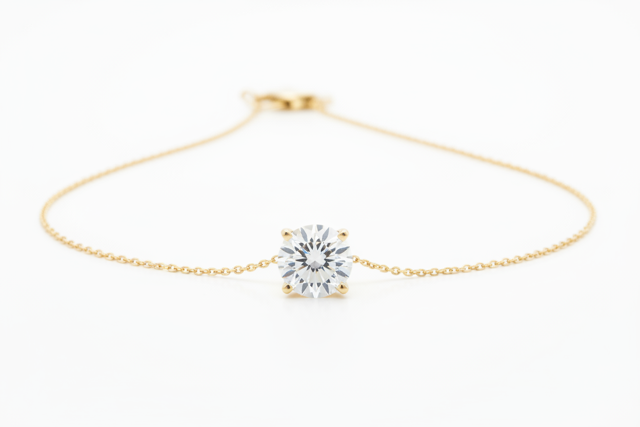 Diamond Solitaire Necklace on a gold chain
