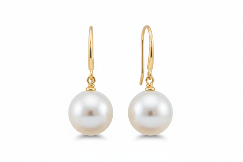 Pearl Drop Earrings with freshwater pearls on gold hooks