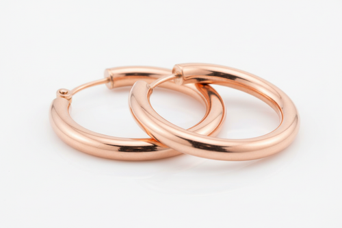 Polished rose gold hoop earrings